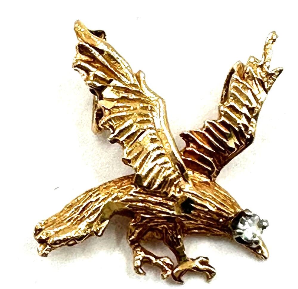 14KT Yellow Gold Eagle with Diamond Eye Pendant
